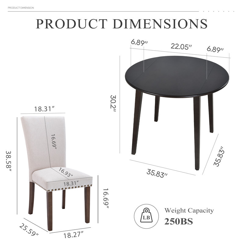 5 - Piece Dining Table Set with Soild Wood Dining Chair