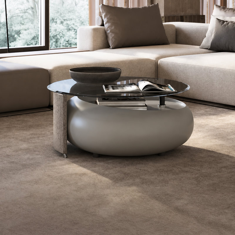 Table basse pivotante moderne 50,39 po avec plateau en verre trempé