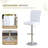 PU Bar Stool Set - 2-Piece, Featuring Vertical And Smooth-Lined Backrests With Trumpet-Shaped Silver Metal Legs-125536042