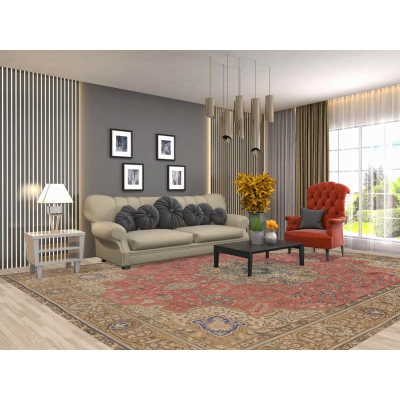 Tapis traditionnel rose rétro 10 x 13