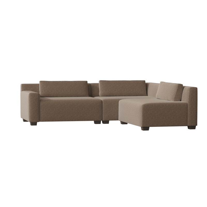 Alisa Chaise Sectional, Highlander Olive, Brown Mahogany