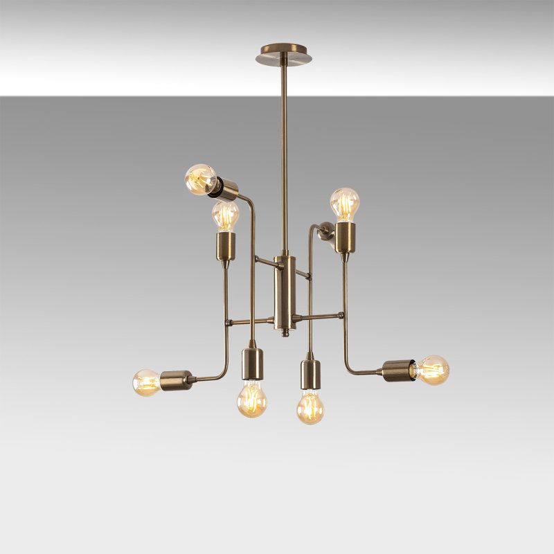 Lustre rétro élégant, 22,8 po x 22,8 po, hauteur: 28,3 po | Corps en métal avec 8 x douilles E27 (40 W maximum) | Homologué IP20, design glamour parfait pour les salons et les salles à manger, solution d'éclairage élégante