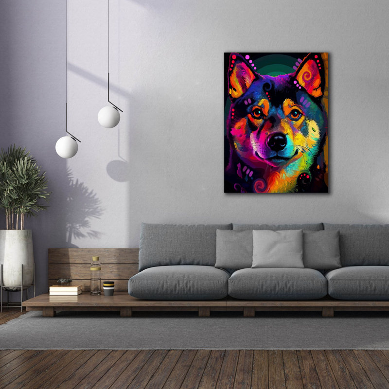  «Shiba Close Up» par Dean Russo, art mural sur toile, 40 po x 54 po