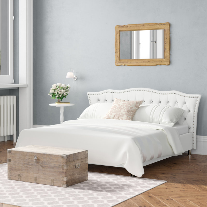 Oasis Upholstered Bed, European Kingsize (160 x 200 cm), White