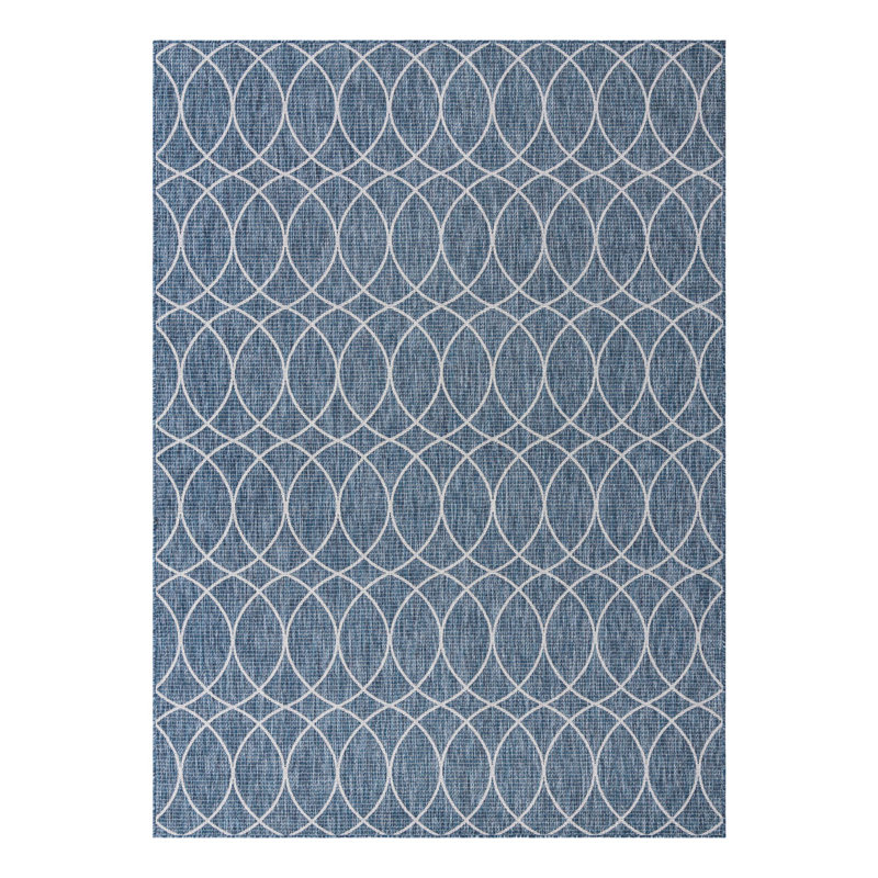Blue Gitter Indoor/Outdoor Trellis Rug, Rectangle 7'10" x 11'