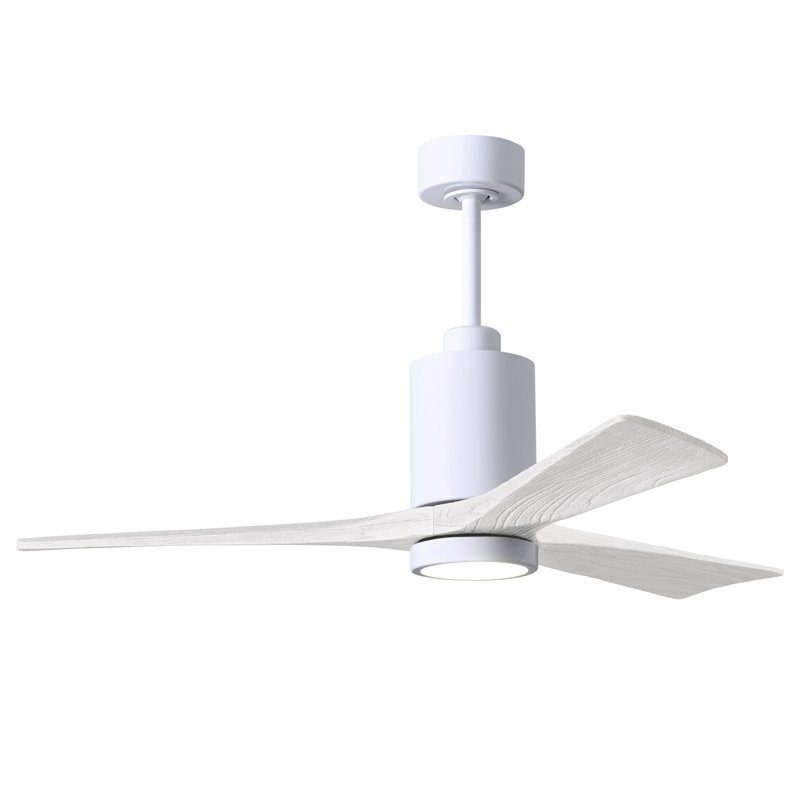 Patricia LED Downrod Ceiling Fan, Gloss White, Matte White, 52"