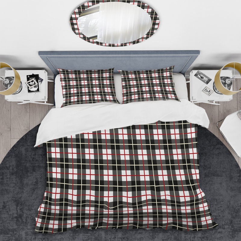 Ensemble de housse de couette en microfibre noir / blanc 3 pièces, Très grand