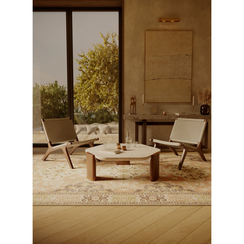 Flemke Hand Loomed Washable Oriental Indoor Rug, Round 8'