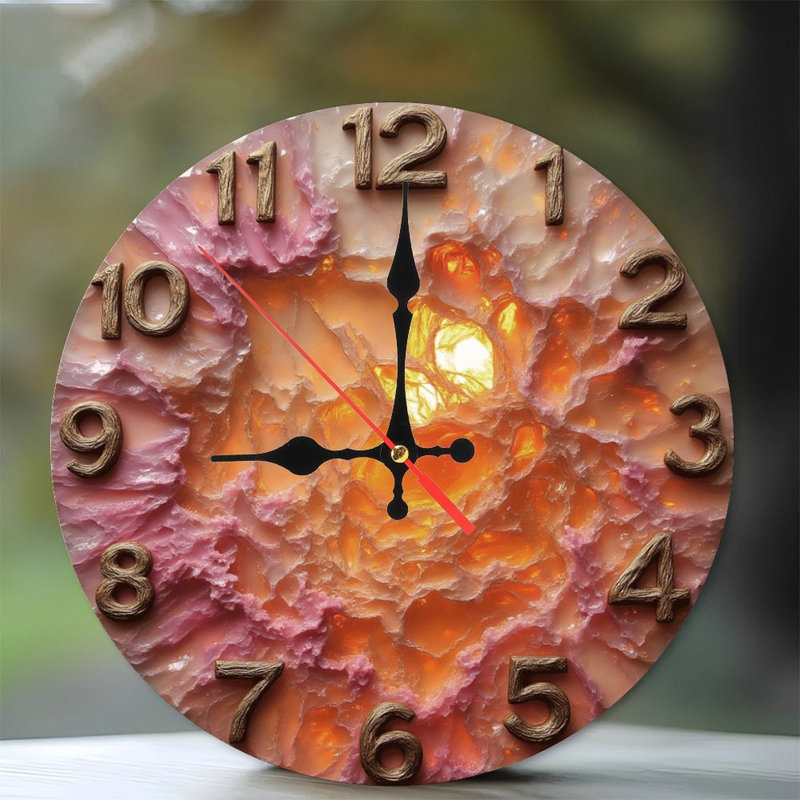Clock Face With Glowing Organic Texture