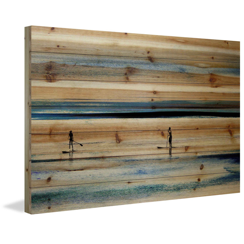 «Surfboard Paddling» par Parvez Taj, reproduction sur bois, H 8 po x l 12 po x p 1,5 po