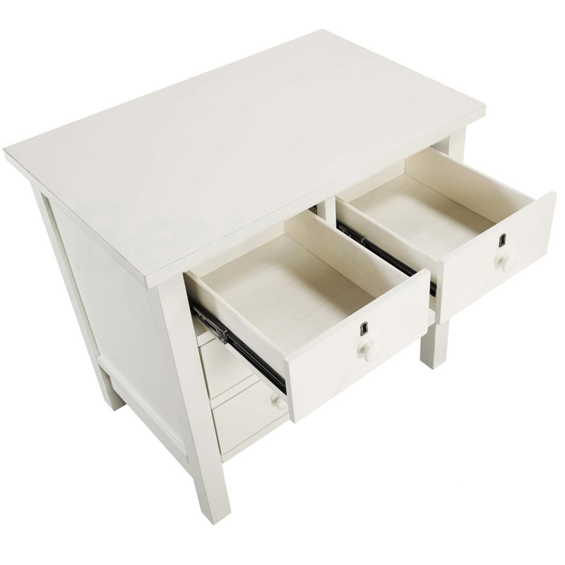 4-Drawer Storage Nightstand, Antique White