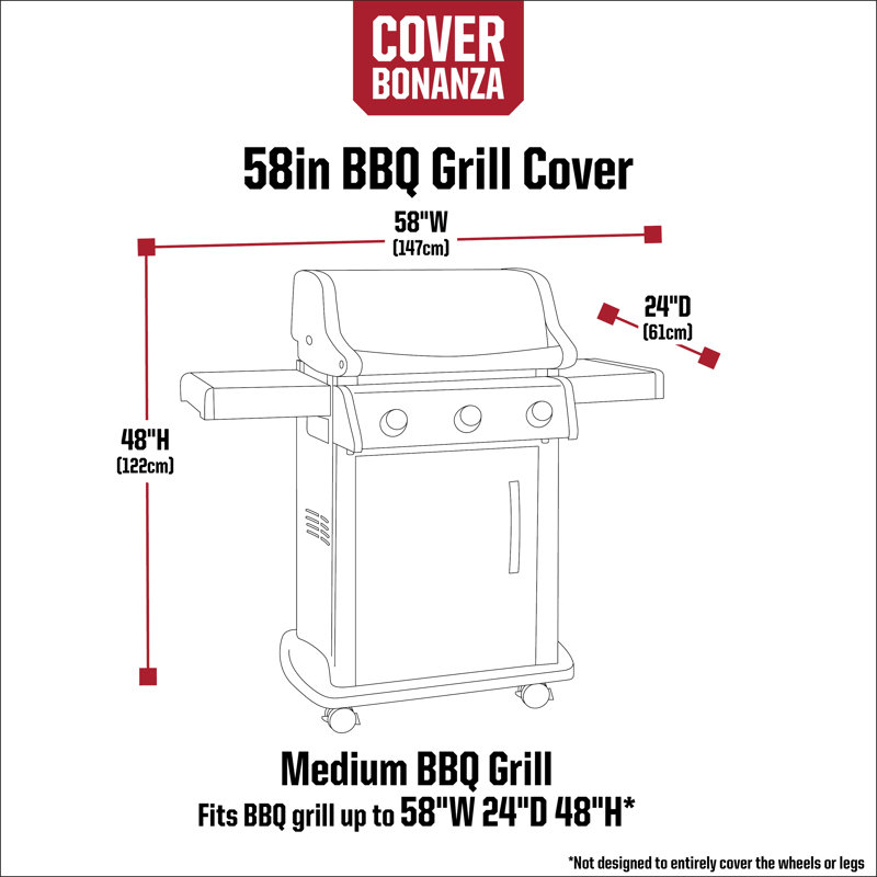 Arlmont & Co. Aden 58'' W x 24'' D Grill Cover, 58"