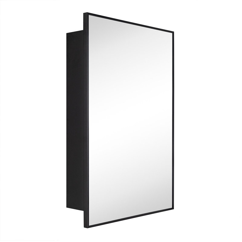 Armoire à pharmacie de salle de bain encastrée et à fixation en surface 20 po x 30 po avec miroir Velin, Noir