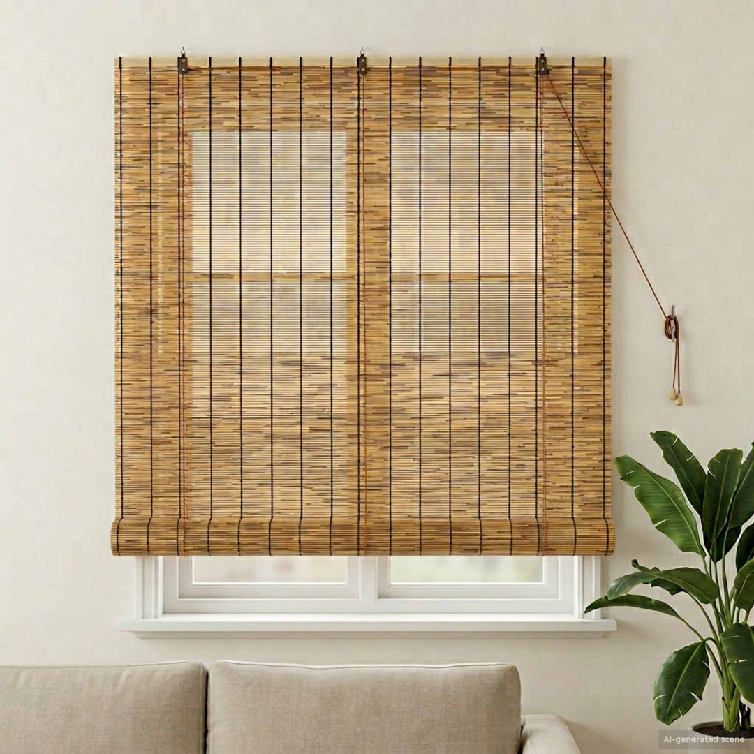 Roller Blind Adjustable Reed Light Filtering Curtain Shade UV Resistant