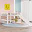 Lit superposé avec glissade, lit superposé double au-dessus de double avec clôture et échelle pour enfants en bas âge, adolescents, blanc