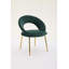 Élégante chaise de salle à manger en velours avec dossier ergonomique incurvé et pieds en métal doré, parfaite pour les salles à manger modernes.-546352811
