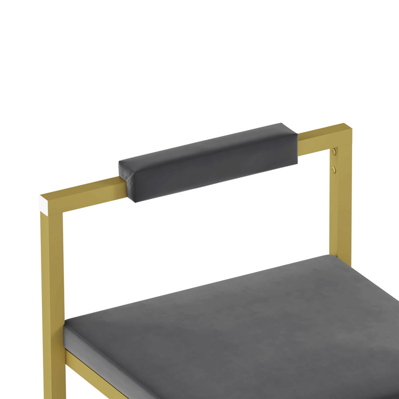 Ensemble de 2 tabourets de bar rembourrés en velours avec tabourets de cuisine modernes, Doré, Gris