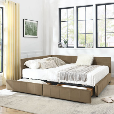 Storage Upholstered Tufted Bed Frame, Sofa Bed Frame With Comfortable Backrest And Armrests, Bed For Bedroom, Living Room,Velvet(85.5''*64.5''*29.5'')