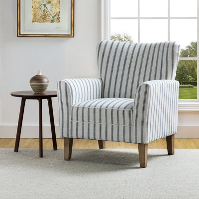 Arching 31" W Polyester Armchair with Solid Wood Legs