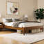 Base de lit plateforme en bambou avec lattes de bois - aucun sommier nécessaire, conception minimaliste-730939940-730939928