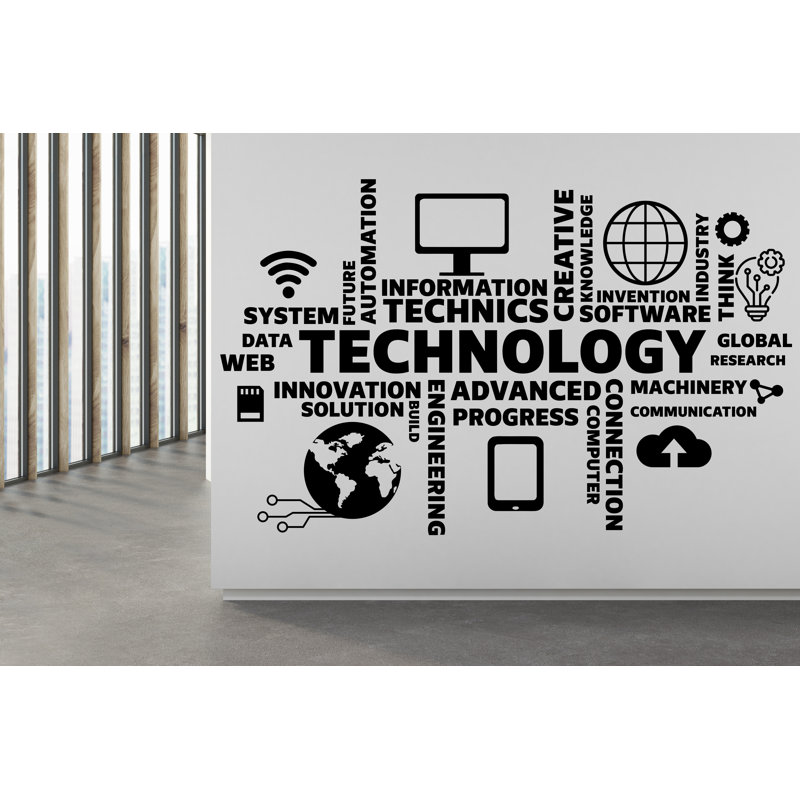 Décalcomanie d'art mural en vinyle technologie, autocollant de carte de circuit imprimé, décoration murale de bureau, autocollant mural de logiciel de gestion, ordinateur de bureau 388RS