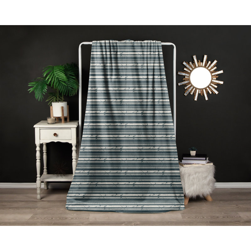 Throw Blanket, 51" W x 60" L, Gray/White/Teal