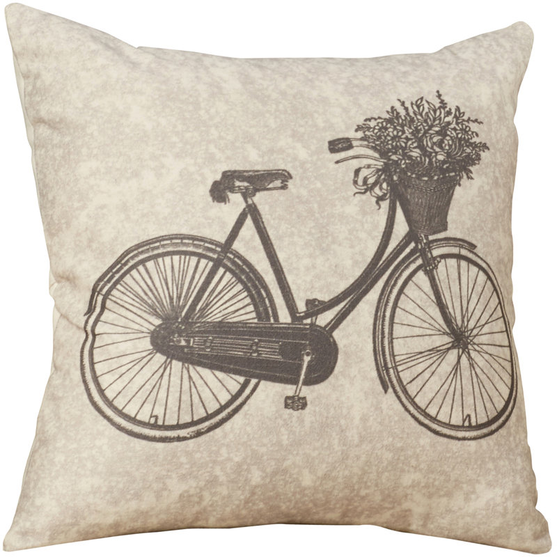Bike Cotton Throw Pillow, Grey