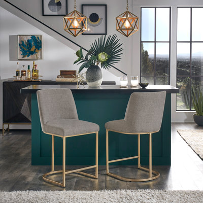 Upholstered Counter Stool with Metal Frame