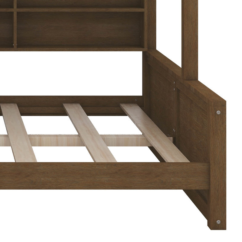 Lit simple superposé au-dessus de grand lit simple avec armoires de rangement et ports USB, cadre de lit superposé en bois massif avec échelle et garde-corps