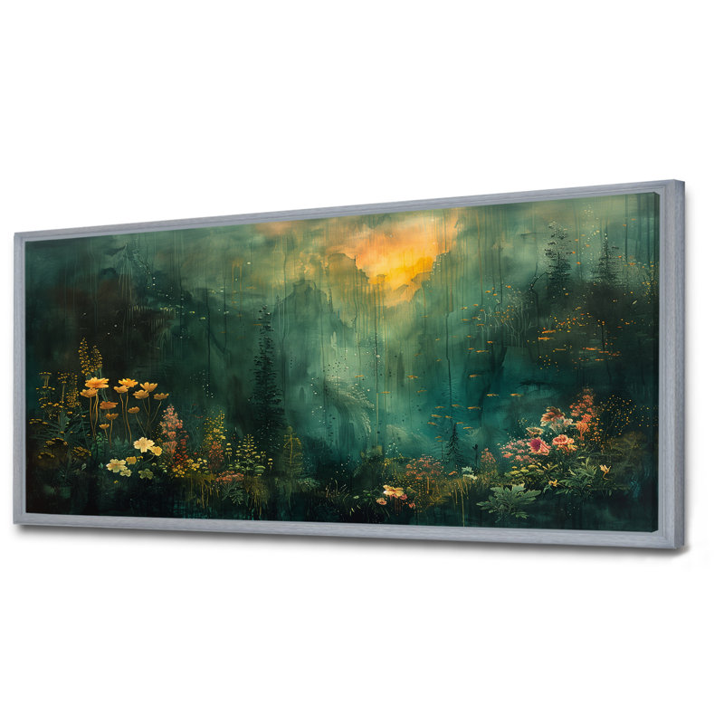 Forêt verte «Enchantment Forest», impressions encadrées, H 28 po x l 60 po, Toile avec cadre flottant, Argent argent