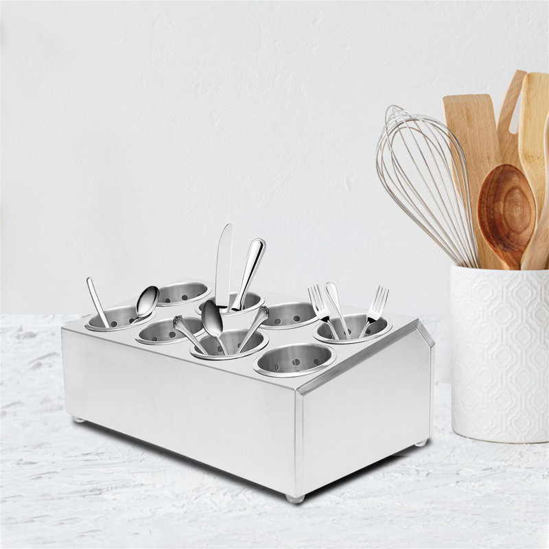 Stainless Steel Round Flatware Caddy