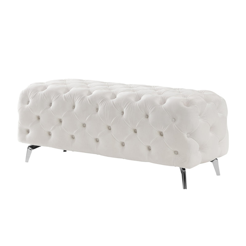 Banc moderne avec repose-pieds capitonné et repose-pieds en velours pour le vestibule