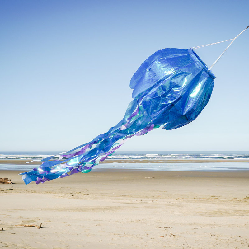 Manche à air en méduse irisée 3D, Bleu, H 54 po x l 15 po