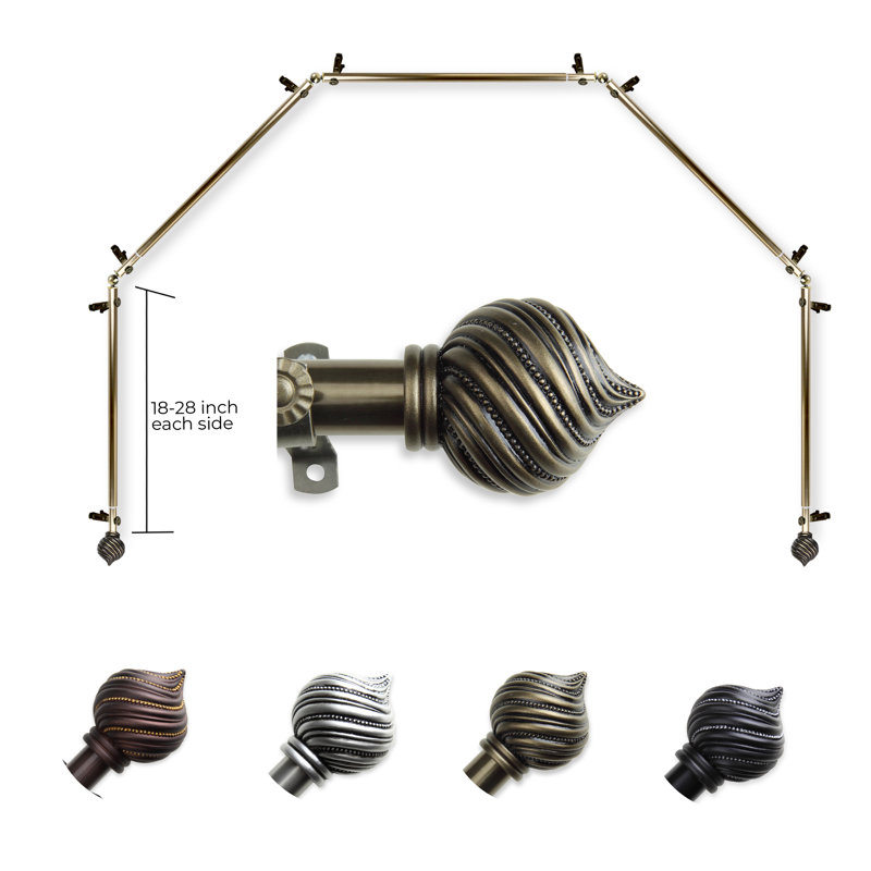 Tringle à rideaux simple réglable 0,81 po Amiya, 28 po à 48 po (chaque côté), Laiton antique