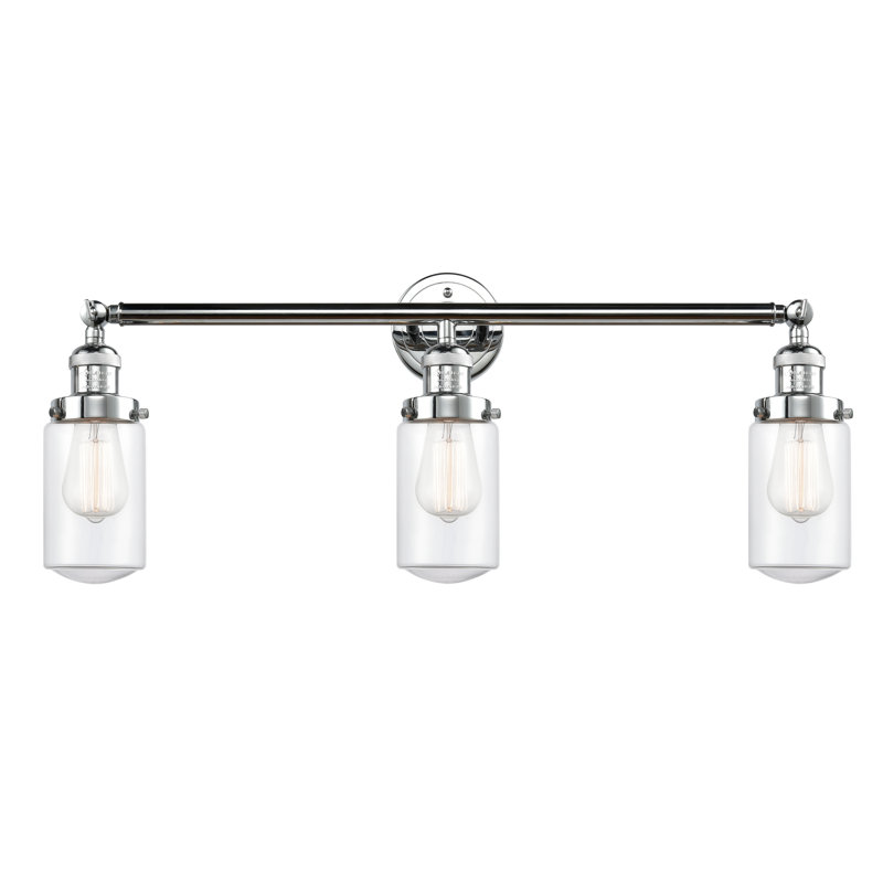 Éclairage pour salle de bain 3 lumières Saroyan, Ampoule incandescente rétro de 60 watts, Transparent, Chrome poli
