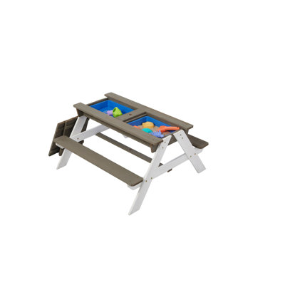 Table de pique-nique 31 activités - sable et eau en bois avec parasol portatif pour les jours de plein air