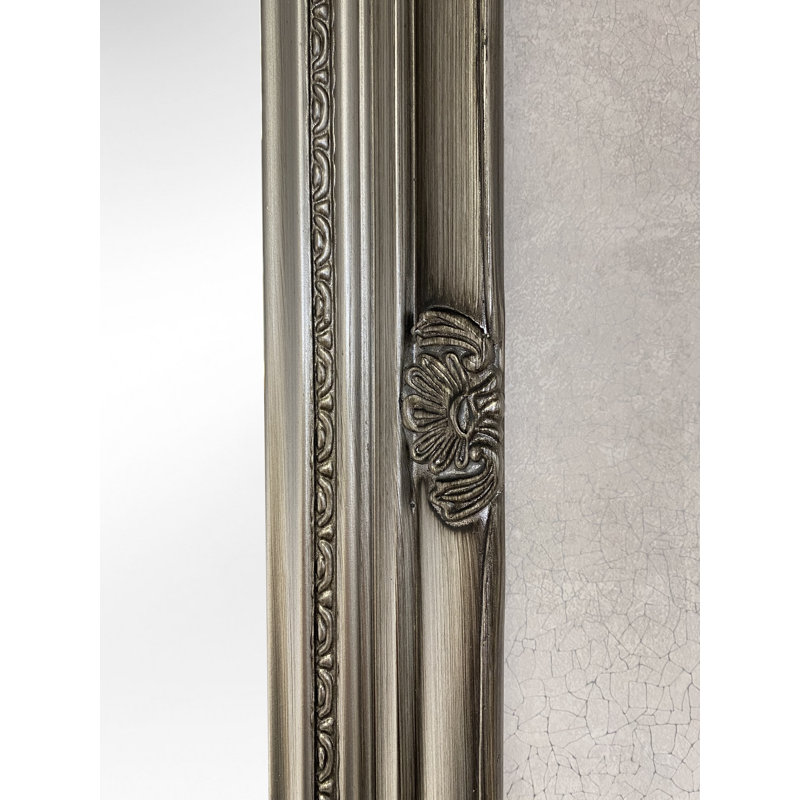 Meadowdale Solid Wood Framed Wall Mounted Accent Mirror, Silver