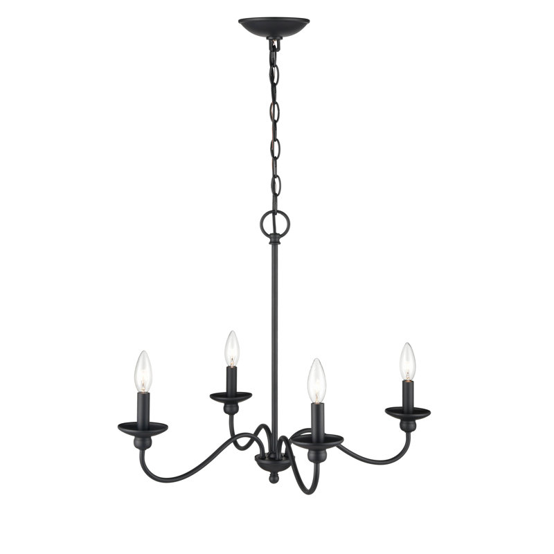 Lampe 4 lumières 24,13 po Delvona Lustre, Noir mat