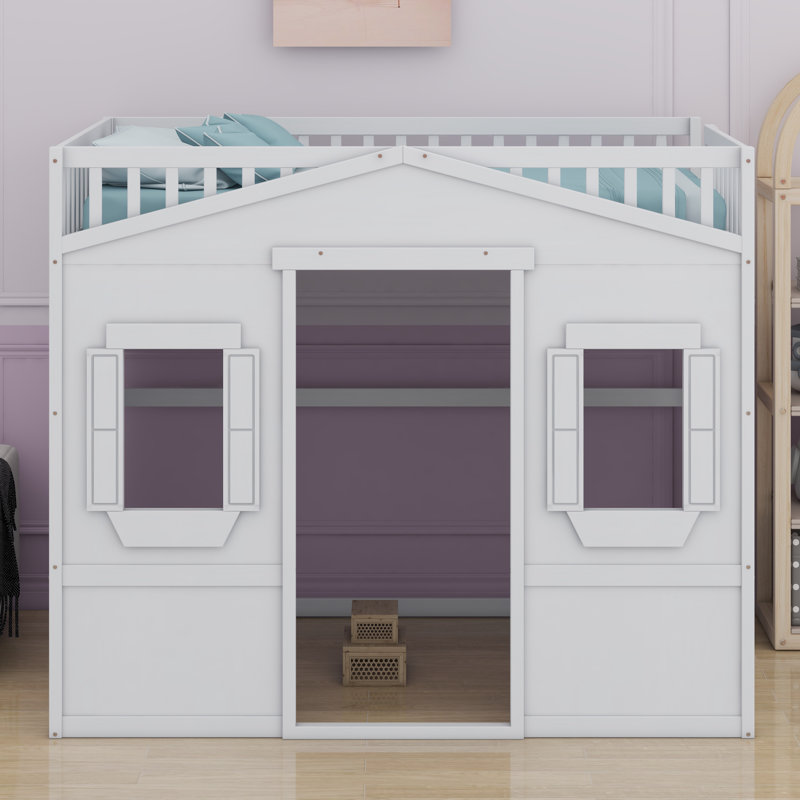 House Loft Bed With Ladder, White