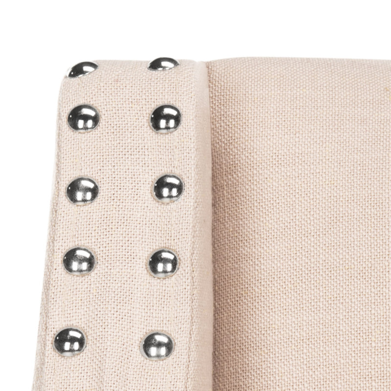 Norah Upholstered Counter Stool with Solid Wood Frame, Beige Linen