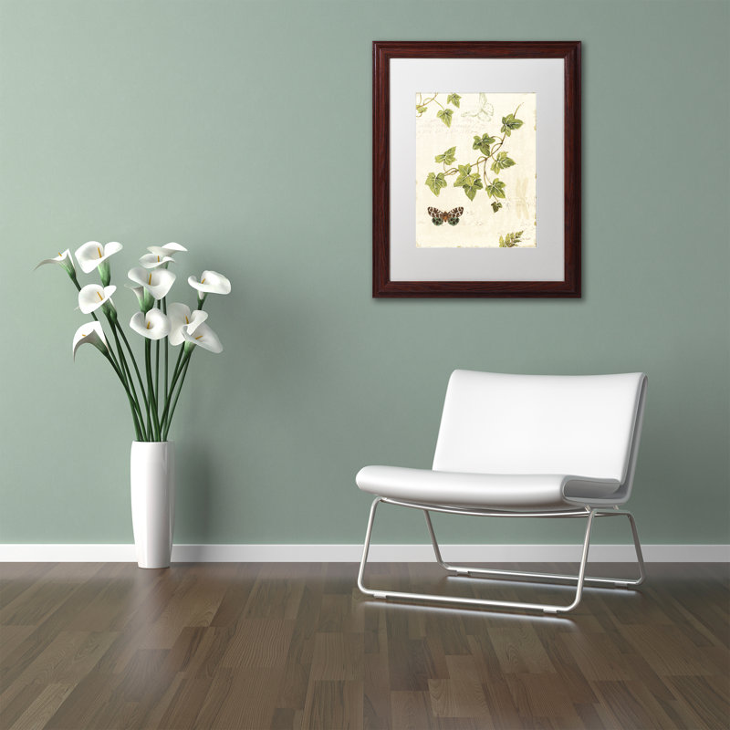 Ivies and Ferns II White Matte Wood Framed Canvas Art
