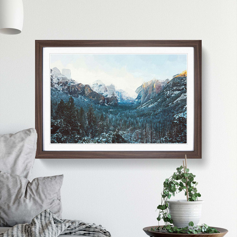 Winter in Yosemite Valley in Abstract - Picture Frame Graphic Art Print, Walnut, 40cm H x 60cm W x 2cm D