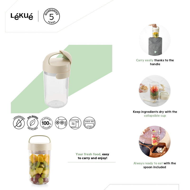 Lékué Natural Jar with Spoon, 600 ml