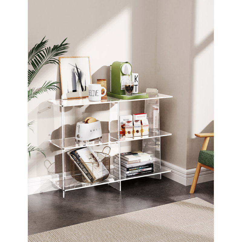 Veliz Acrylic Bookshelf, 3 tier Bookcase for Small Spaces, Acrylic Console Table