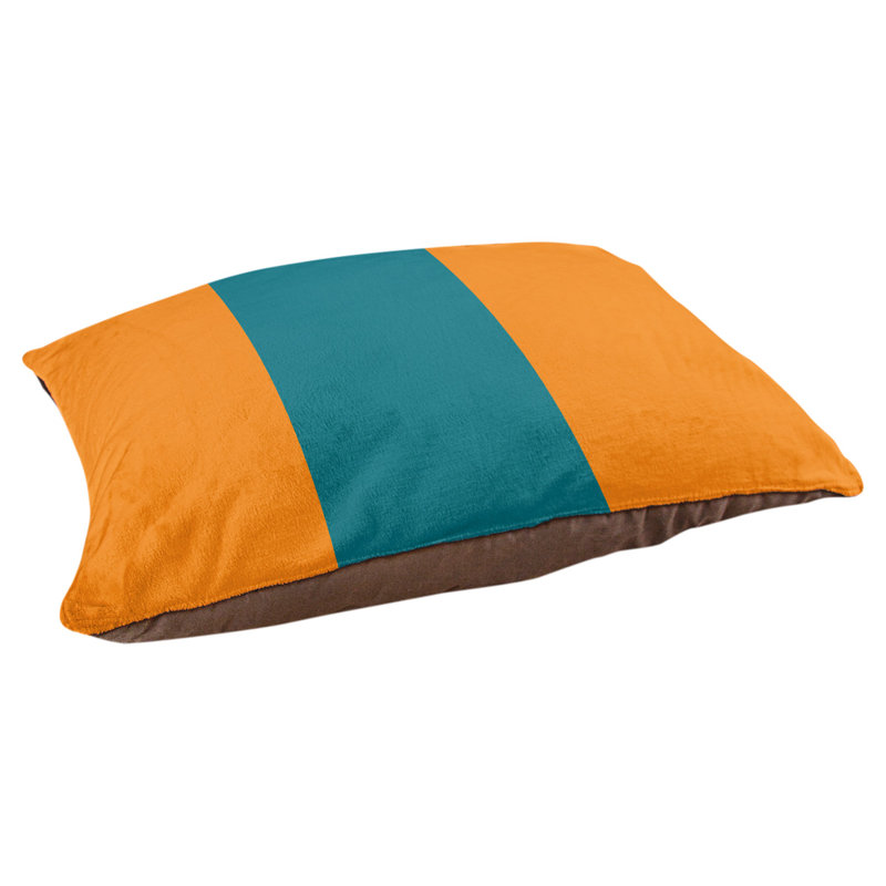 Coussin rectangulaire designer Tampa Bay, Moyen (L 30 po x l 40 po), Orange brûlé / bleu sarcelle foncé du Pacifique
