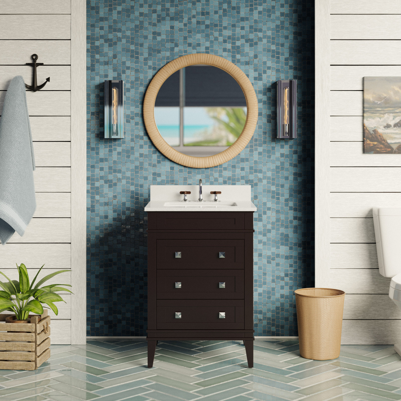 Frankfurt 24'' Single Bathroom Vanity, Chocolate, Quartz