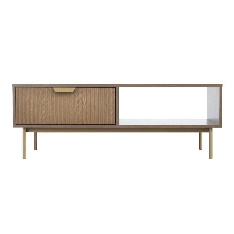 Devon Coffee Table with Drawer Ribbed Walnut