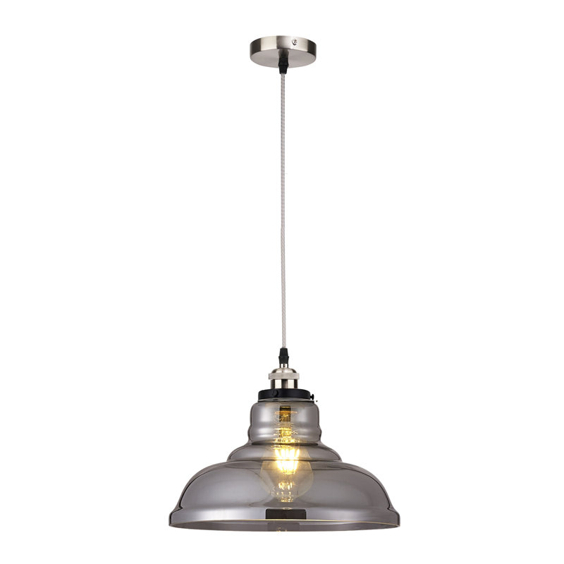 Gracie 1 - Light Dome Pendant, Vintage Clear, Brushed Chrome/Silver Braided