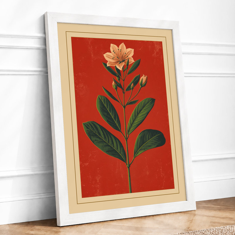 Centered Bloom Botanical - Framed Print, A2 - 59.4 x 42.0 cm, White