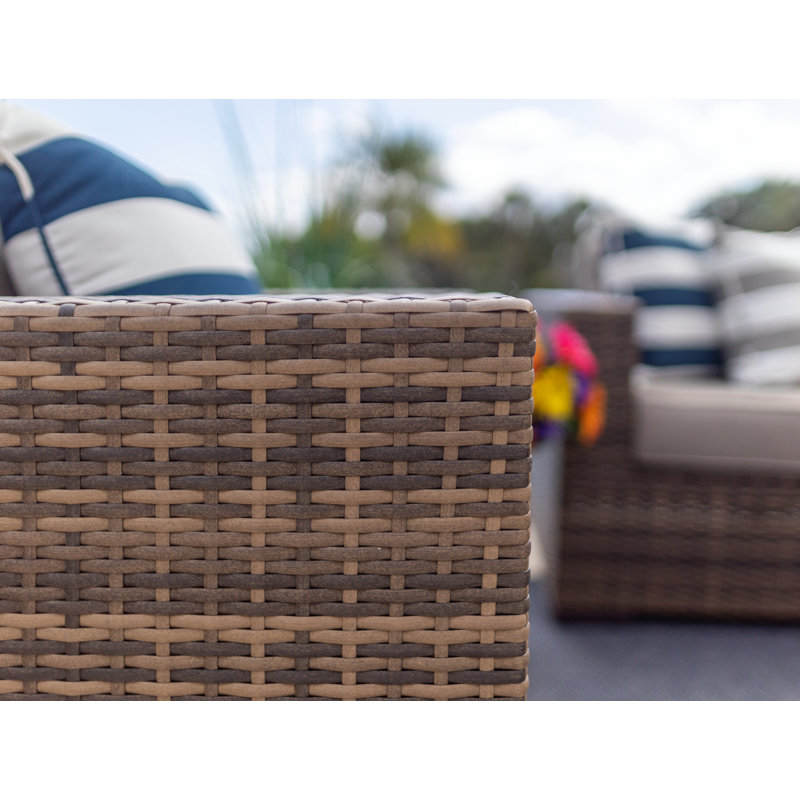 Sorrento Collection In Brown 4 - Person Patio Conversation Set with Cushions, Sunbrella Navy